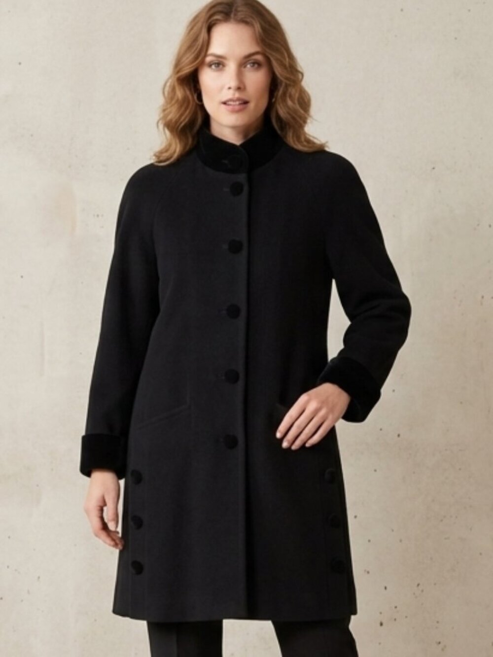 Y2k Vintage Herman Kay Wool Petticoat Overcoat Trench Swing Coat Jacket Size 6